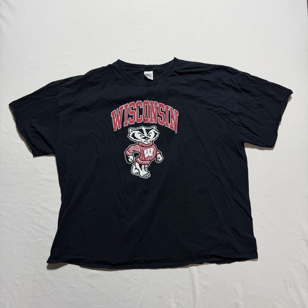 Wisconsin Badgers Bucky Badger Gildan T-Shirt Men's 3XL Black NCAA